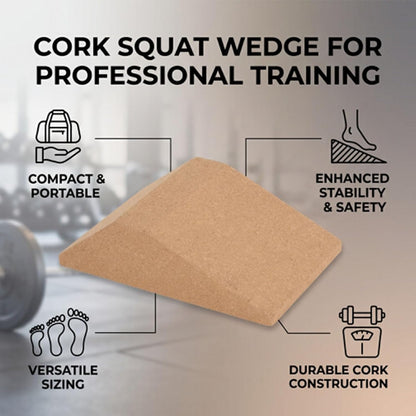 Squat Wedge Block, 23x12x6. 5cm Oak Calf Raise Block Cork Yoga Blocks Elevated Squat Wedge Compact and Portable for Weighted Training Fitness