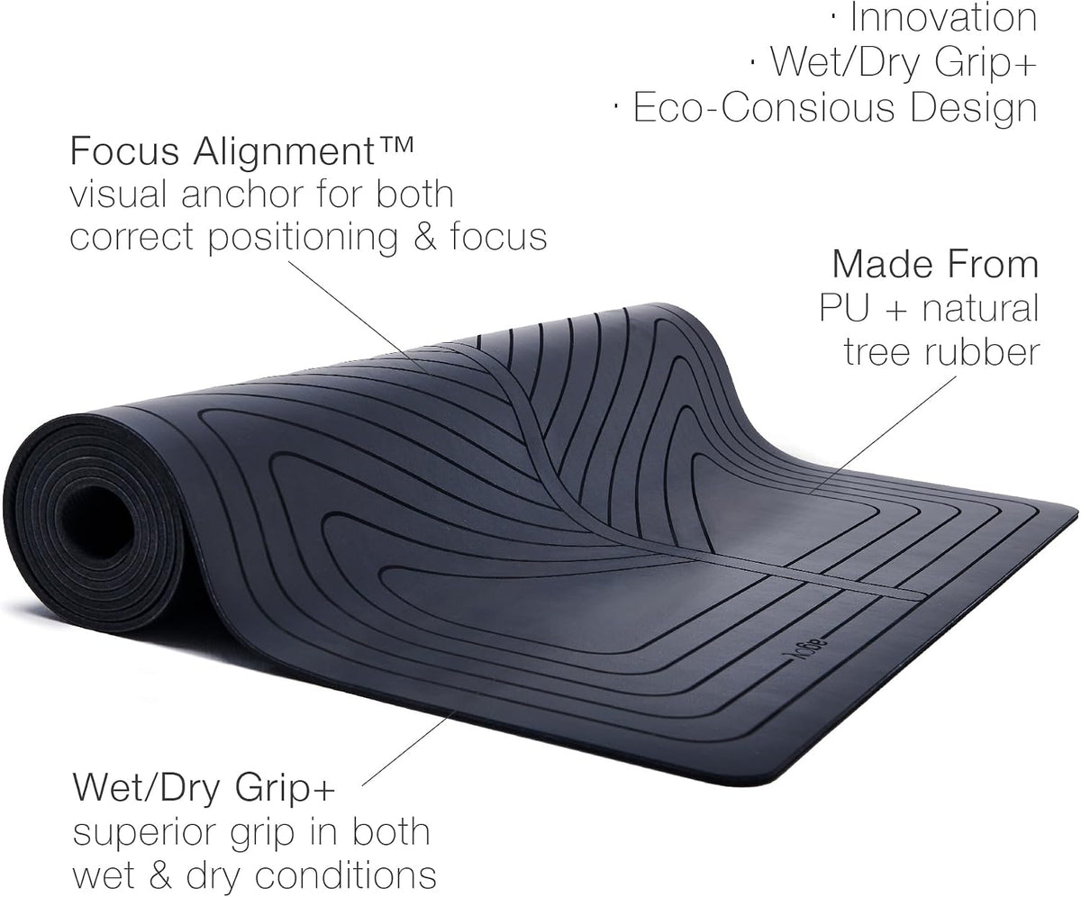 PRO+ WARRIOR - Premium Non-Slip Yoga Mat – Eco-Conscious Design - PU Mat With Wet/Dry Grip+ - Focus Alignment - Lazer-Etched Technology - A Portable Standard Size Mat for All Styles of Yoga