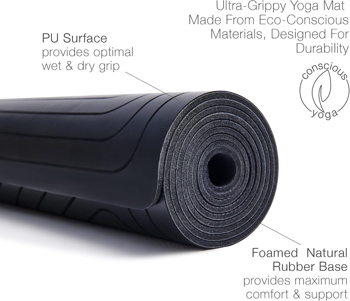 PRO+ WARRIOR - Premium Non-Slip Yoga Mat – Eco-Conscious Design - PU Mat With Wet/Dry Grip+ - Focus Alignment - Lazer-Etched Technology - A Portable Standard Size Mat for All Styles of Yoga