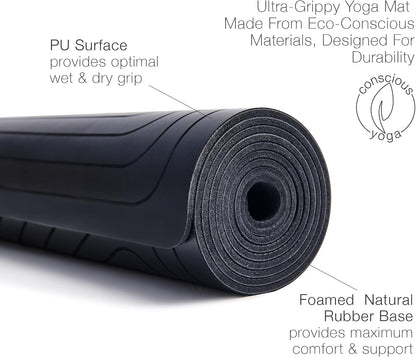 PRO+ WARRIOR - Premium Non-Slip Yoga Mat – Eco-Conscious Design - PU Mat With Wet/Dry Grip+ - Focus Alignment - Lazer-Etched Technology - A Portable Standard Size Mat for All Styles of Yoga