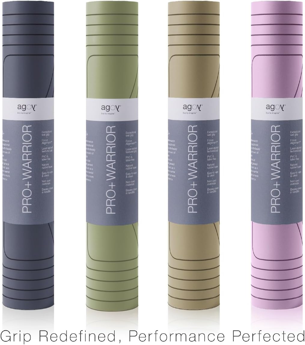 PRO+ WARRIOR - Premium Non-Slip Yoga Mat – Eco-Conscious Design - PU Mat With Wet/Dry Grip+ - Focus Alignment - Lazer-Etched Technology - A Portable Standard Size Mat for All Styles of Yoga