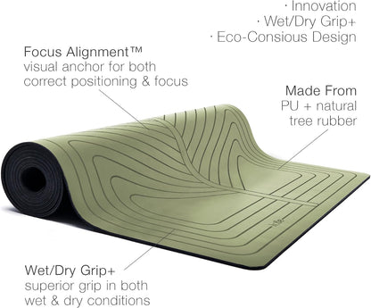 PRO+ WARRIOR - Premium Non-Slip Yoga Mat – Eco-Conscious Design - PU Mat With Wet/Dry Grip+ - Focus Alignment - Lazer-Etched Technology - A Portable Standard Size Mat for All Styles of Yoga
