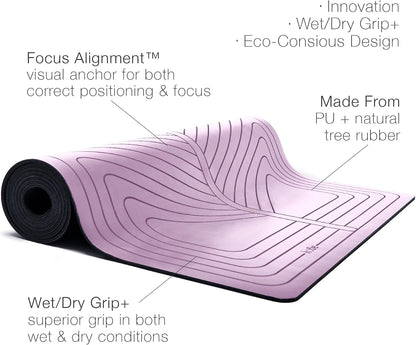 PRO+ WARRIOR - Premium Non-Slip Yoga Mat – Eco-Conscious Design - PU Mat With Wet/Dry Grip+ - Focus Alignment - Lazer-Etched Technology - A Portable Standard Size Mat for All Styles of Yoga