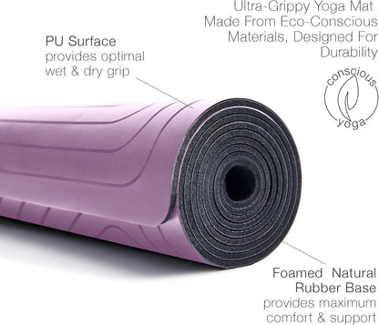 PRO+ WARRIOR - Premium Non-Slip Yoga Mat – Eco-Conscious Design - PU Mat With Wet/Dry Grip+ - Focus Alignment - Lazer-Etched Technology - A Portable Standard Size Mat for All Styles of Yoga