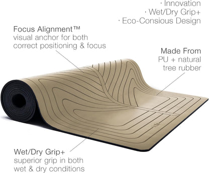 PRO+ WARRIOR - Premium Non-Slip Yoga Mat – Eco-Conscious Design - PU Mat With Wet/Dry Grip+ - Focus Alignment - Lazer-Etched Technology - A Portable Standard Size Mat for All Styles of Yoga