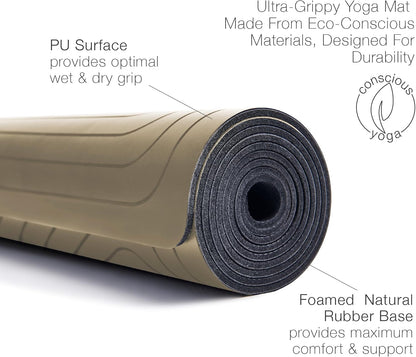 PRO+ WARRIOR - Premium Non-Slip Yoga Mat – Eco-Conscious Design - PU Mat With Wet/Dry Grip+ - Focus Alignment - Lazer-Etched Technology - A Portable Standard Size Mat for All Styles of Yoga