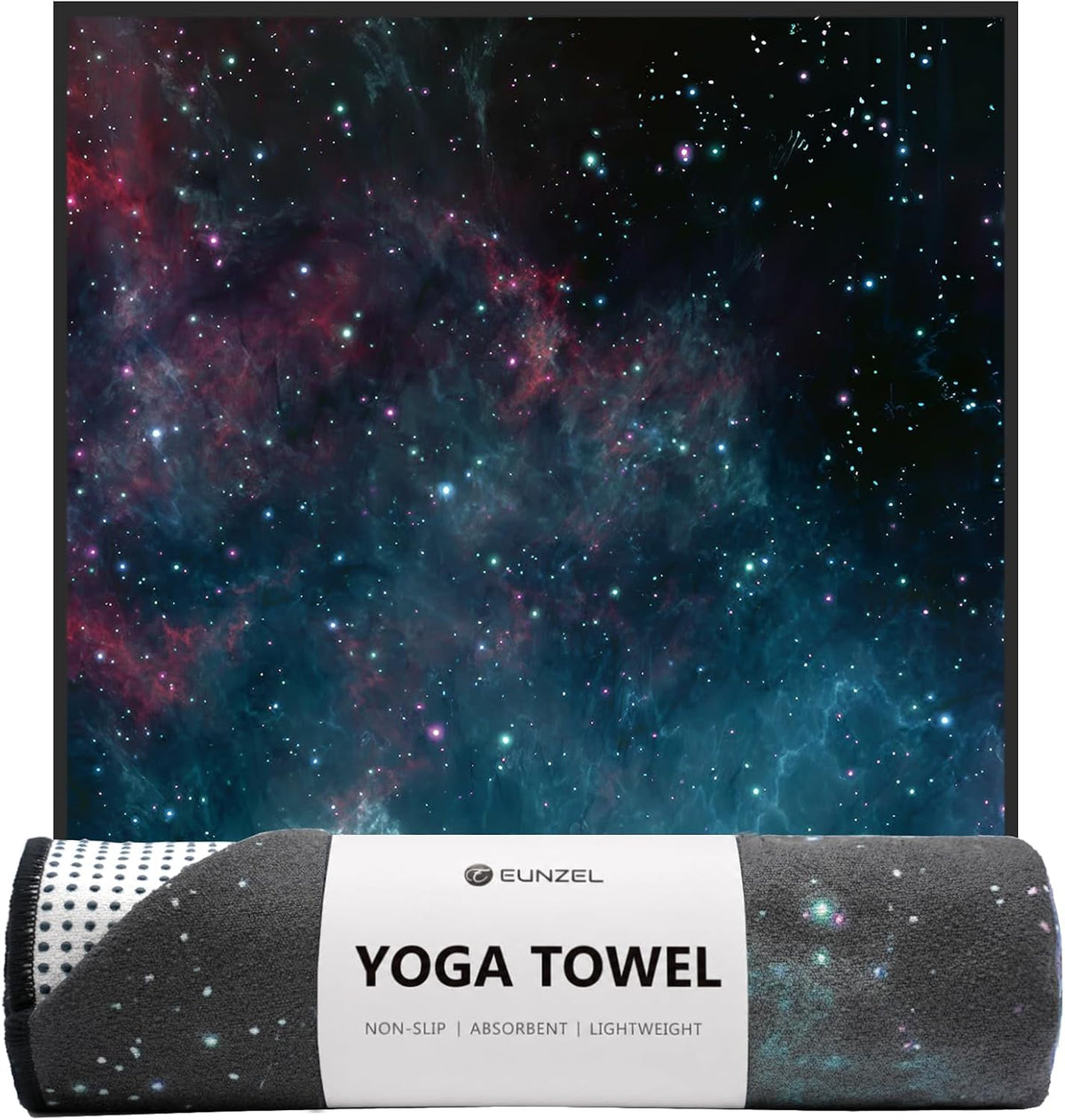 Hot Yoga Mat Towel with Grip Dots, Printed Design 72" x 24"
