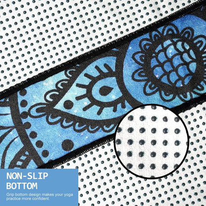 Hot Yoga Mat Towel with Grip Dots, Printed Design 72" x 24"