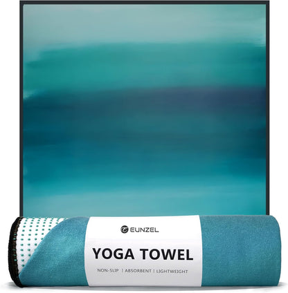 Hot Yoga Mat Towel with Grip Dots, Printed Design 72" x 24"