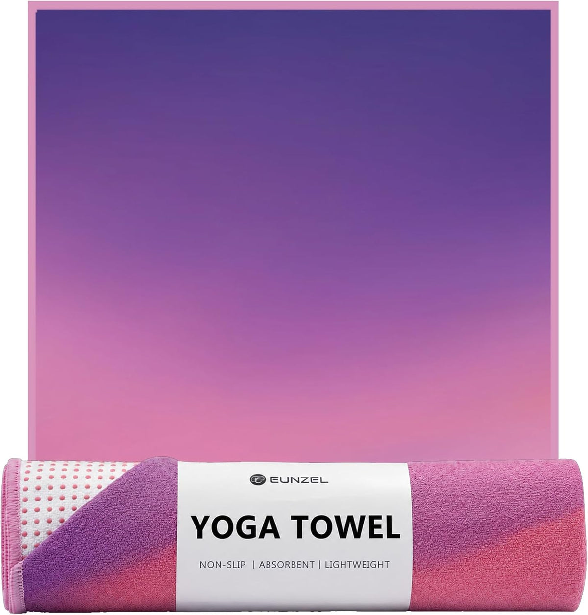 Hot Yoga Mat Towel with Grip Dots, Printed Design 72" x 24"