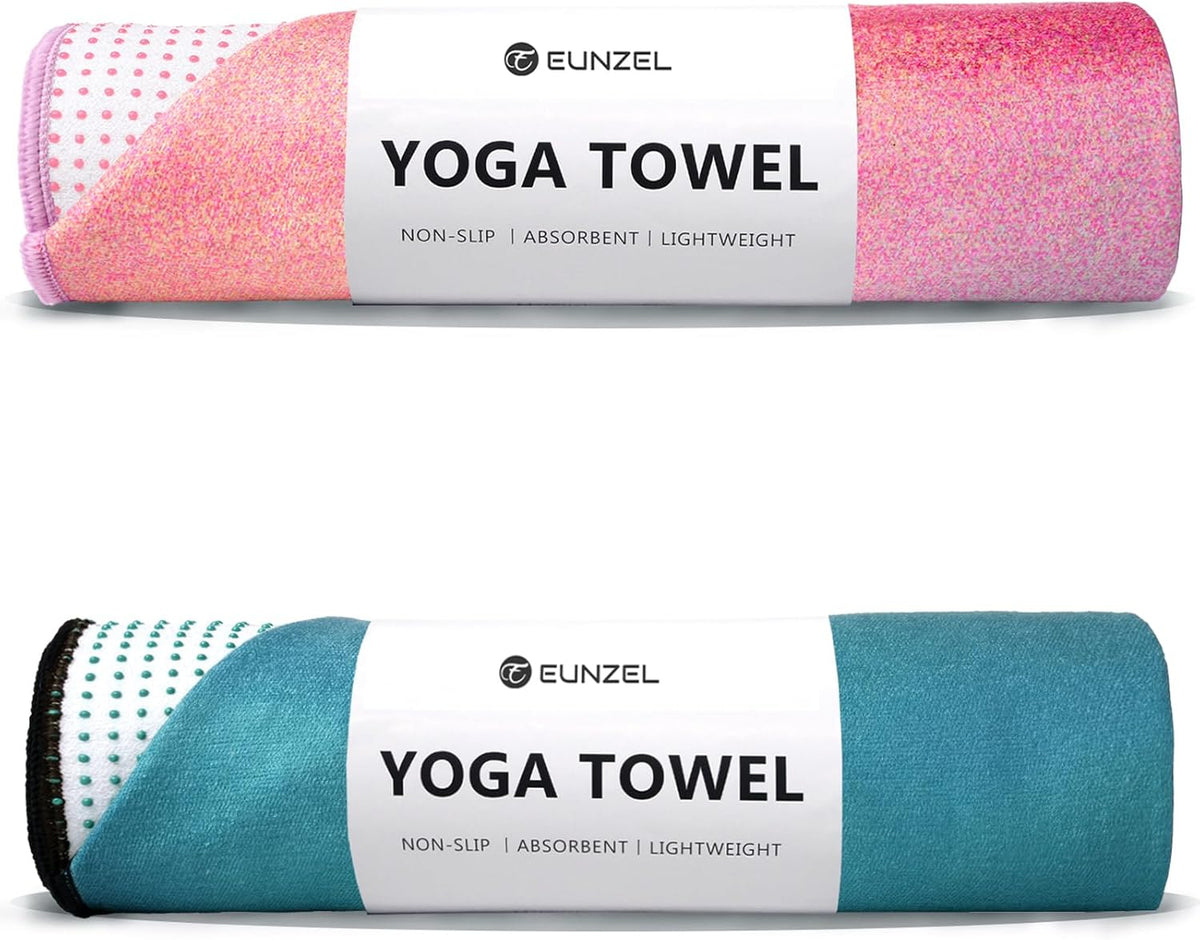 Hot Yoga Mat Towel with Grip Dots, Printed Design 72" x 24"