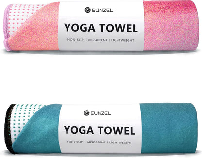 Hot Yoga Mat Towel with Grip Dots, Printed Design 72" x 24"