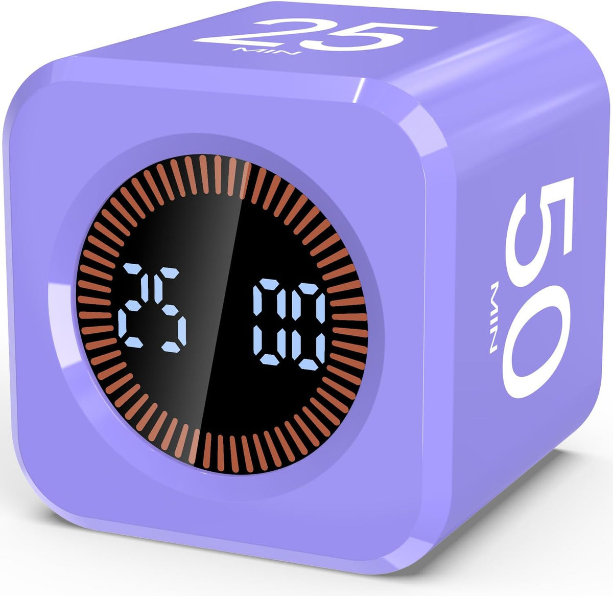 Digital Pomodoro Timer Cube 5/10/25/50min Preset, Silent & Sound Alarm | Visual Productivity Flip Timer for Kids Classroom Desk, Custom Countdown, Gravity Sensor, for ADHD Study Work Game Kitchen