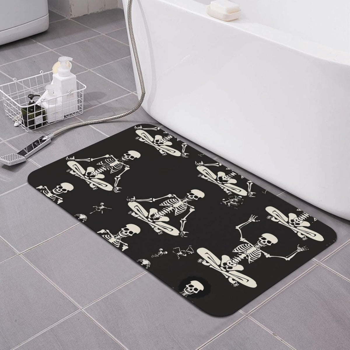 Skull Yoga Printed Rounded Corner Diatomaceous Doormat 31.5x19.7 Inch Bath Mat Rug Non Slip Shower Floor Mat, Absorbent Bathroom Rugs Mat for Anti Slip Shower Mat, Housewarming Gift