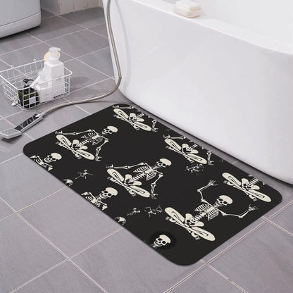 Skull Yoga Printed Rounded Corner Diatomaceous Doormat 31.5x19.7 Inch Bath Mat Rug Non Slip Shower Floor Mat, Absorbent Bathroom Rugs Mat for Anti Slip Shower Mat, Housewarming Gift