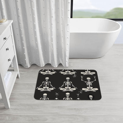 Skull Yoga Printed Rounded Corner Diatomaceous Doormat 31.5x19.7 Inch Bath Mat Rug Non Slip Shower Floor Mat, Absorbent Bathroom Rugs Mat for Anti Slip Shower Mat, Housewarming Gift