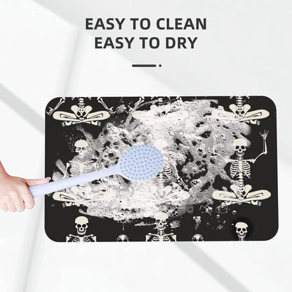 Skull Yoga Printed Rounded Corner Diatomaceous Doormat 31.5x19.7 Inch Bath Mat Rug Non Slip Shower Floor Mat, Absorbent Bathroom Rugs Mat for Anti Slip Shower Mat, Housewarming Gift