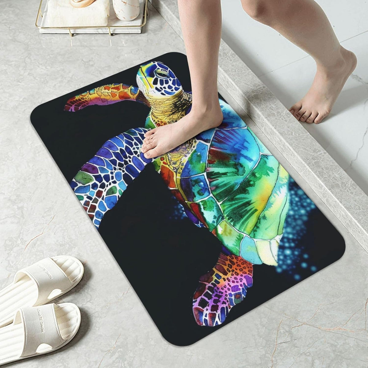 Skull Yoga Printed Rounded Corner Diatomaceous Doormat 31.5x19.7 Inch Bath Mat Rug Non Slip Shower Floor Mat, Absorbent Bathroom Rugs Mat for Anti Slip Shower Mat, Housewarming Gift
