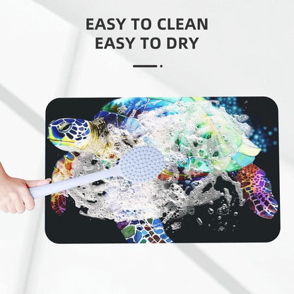 Skull Yoga Printed Rounded Corner Diatomaceous Doormat 31.5x19.7 Inch Bath Mat Rug Non Slip Shower Floor Mat, Absorbent Bathroom Rugs Mat for Anti Slip Shower Mat, Housewarming Gift