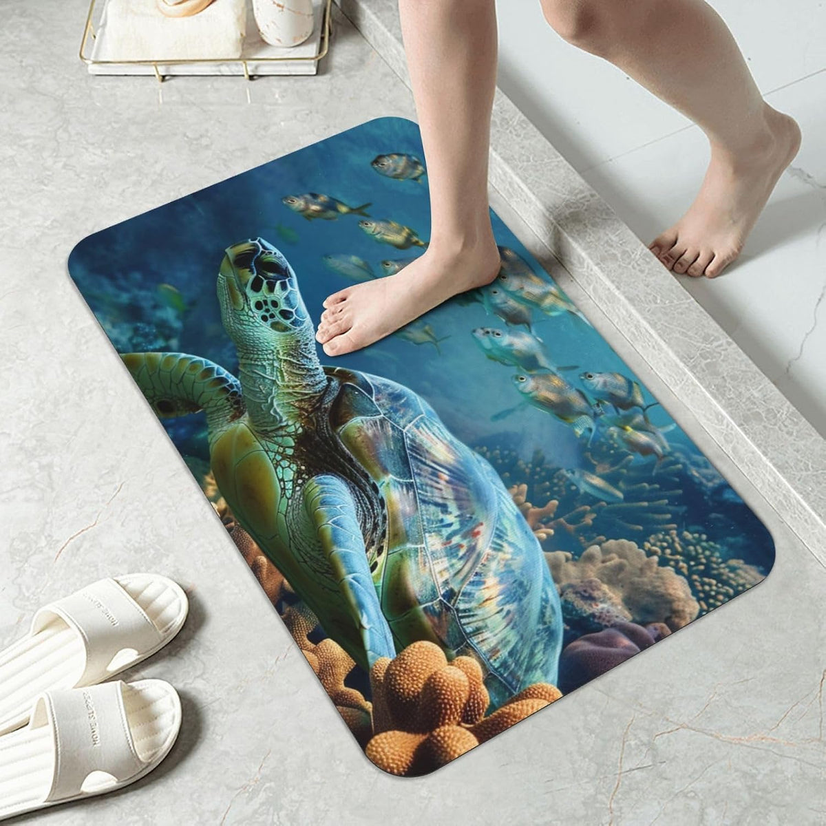 Skull Yoga Printed Rounded Corner Diatomaceous Doormat 31.5x19.7 Inch Bath Mat Rug Non Slip Shower Floor Mat, Absorbent Bathroom Rugs Mat for Anti Slip Shower Mat, Housewarming Gift