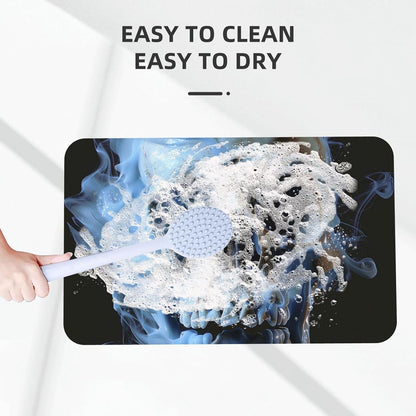 Skull Yoga Printed Rounded Corner Diatomaceous Doormat 31.5x19.7 Inch Bath Mat Rug Non Slip Shower Floor Mat, Absorbent Bathroom Rugs Mat for Anti Slip Shower Mat, Housewarming Gift