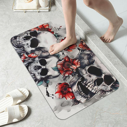 Skull Yoga Printed Rounded Corner Diatomaceous Doormat 31.5x19.7 Inch Bath Mat Rug Non Slip Shower Floor Mat, Absorbent Bathroom Rugs Mat for Anti Slip Shower Mat, Housewarming Gift