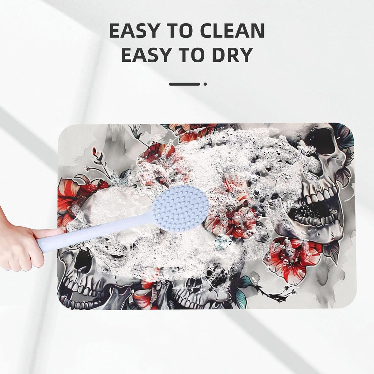 Skull Yoga Printed Rounded Corner Diatomaceous Doormat 31.5x19.7 Inch Bath Mat Rug Non Slip Shower Floor Mat, Absorbent Bathroom Rugs Mat for Anti Slip Shower Mat, Housewarming Gift