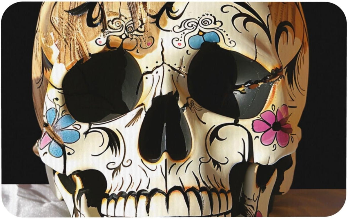 Skull Yoga Printed Rounded Corner Diatomaceous Doormat 31.5x19.7 Inch Bath Mat Rug Non Slip Shower Floor Mat, Absorbent Bathroom Rugs Mat for Anti Slip Shower Mat, Housewarming Gift