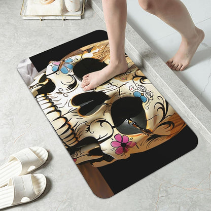 Skull Yoga Printed Rounded Corner Diatomaceous Doormat 31.5x19.7 Inch Bath Mat Rug Non Slip Shower Floor Mat, Absorbent Bathroom Rugs Mat for Anti Slip Shower Mat, Housewarming Gift