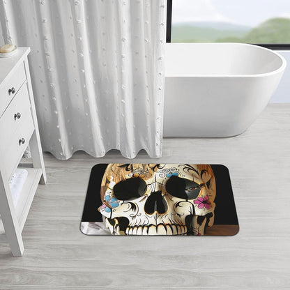 Skull Yoga Printed Rounded Corner Diatomaceous Doormat 31.5x19.7 Inch Bath Mat Rug Non Slip Shower Floor Mat, Absorbent Bathroom Rugs Mat for Anti Slip Shower Mat, Housewarming Gift