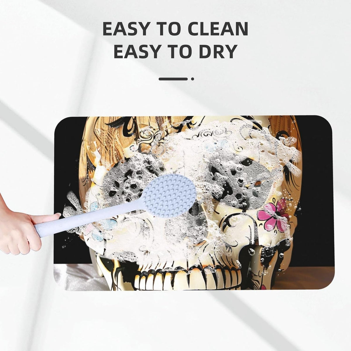 Skull Yoga Printed Rounded Corner Diatomaceous Doormat 31.5x19.7 Inch Bath Mat Rug Non Slip Shower Floor Mat, Absorbent Bathroom Rugs Mat for Anti Slip Shower Mat, Housewarming Gift