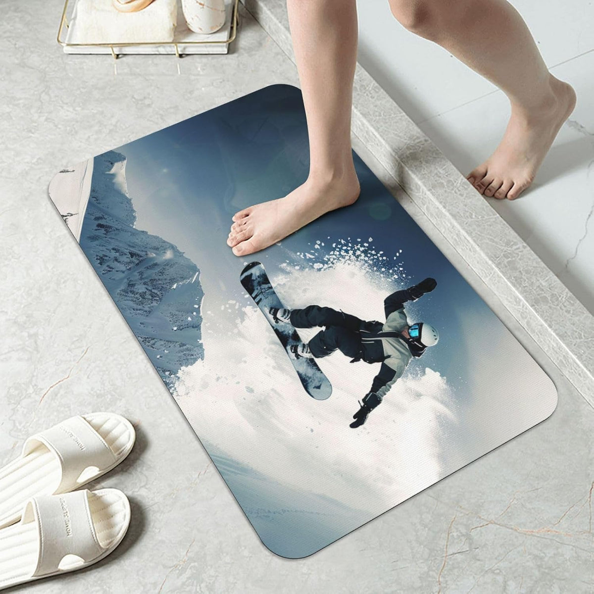 Skull Yoga Printed Rounded Corner Diatomaceous Doormat 31.5x19.7 Inch Bath Mat Rug Non Slip Shower Floor Mat, Absorbent Bathroom Rugs Mat for Anti Slip Shower Mat, Housewarming Gift