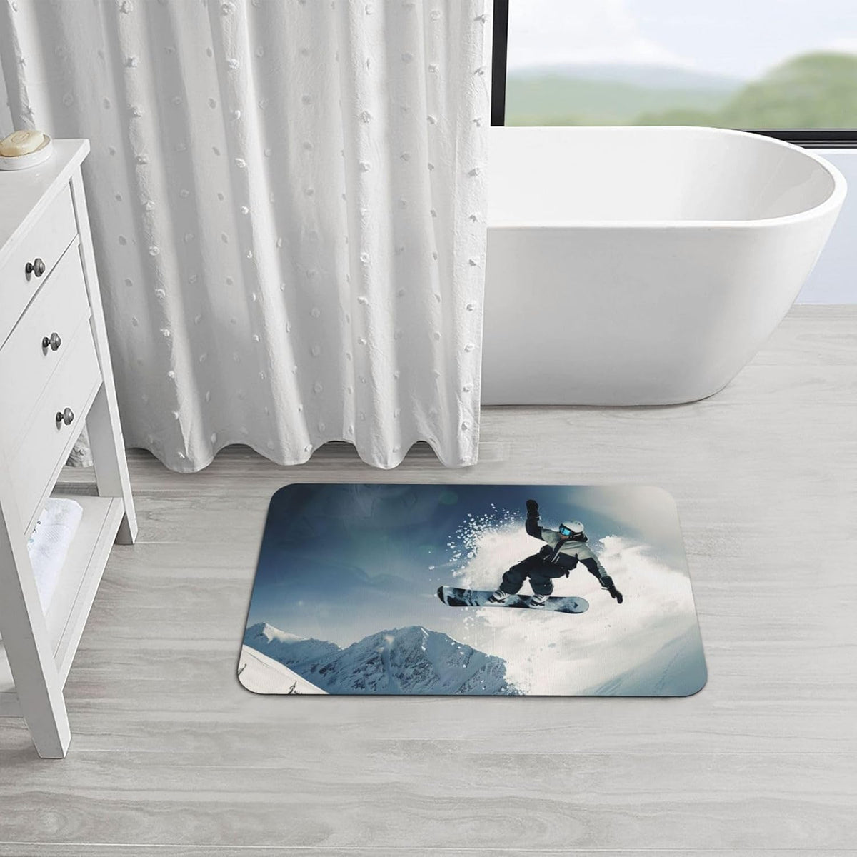 Skull Yoga Printed Rounded Corner Diatomaceous Doormat 31.5x19.7 Inch Bath Mat Rug Non Slip Shower Floor Mat, Absorbent Bathroom Rugs Mat for Anti Slip Shower Mat, Housewarming Gift