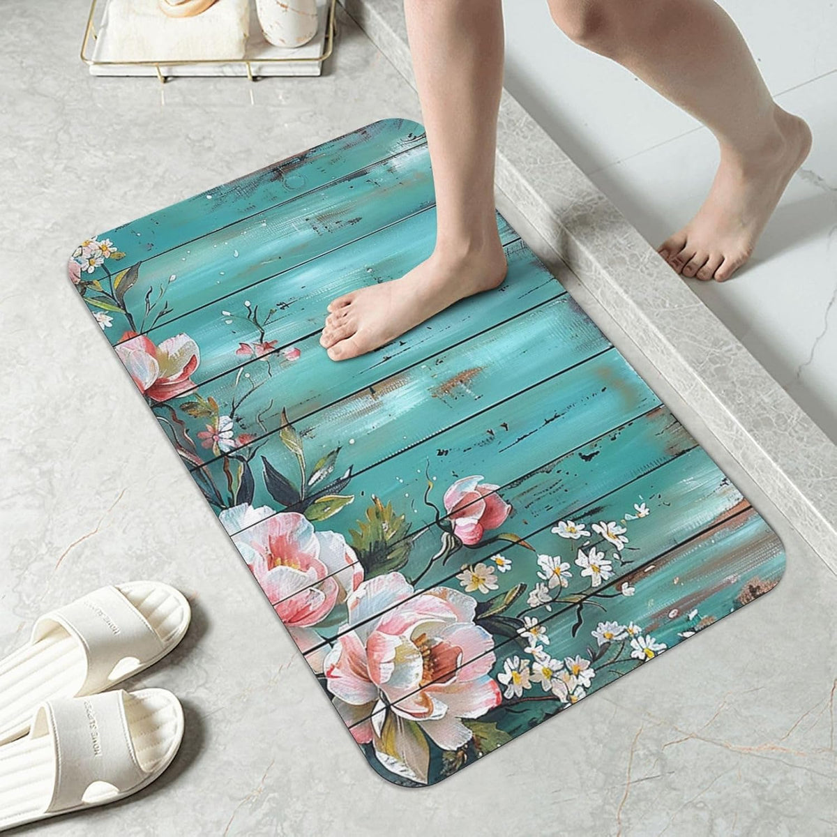 Skull Yoga Printed Rounded Corner Diatomaceous Doormat 31.5x19.7 Inch Bath Mat Rug Non Slip Shower Floor Mat, Absorbent Bathroom Rugs Mat for Anti Slip Shower Mat, Housewarming Gift