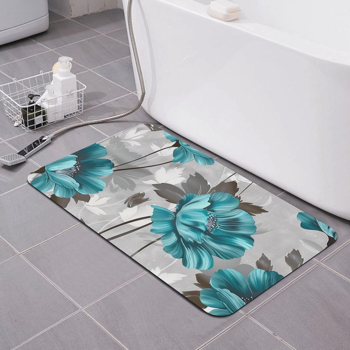 Skull Yoga Printed Rounded Corner Diatomaceous Doormat 31.5x19.7 Inch Bath Mat Rug Non Slip Shower Floor Mat, Absorbent Bathroom Rugs Mat for Anti Slip Shower Mat, Housewarming Gift