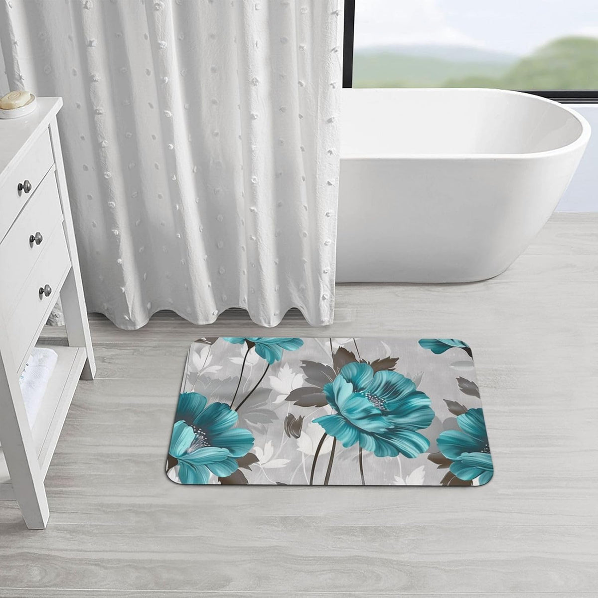 Skull Yoga Printed Rounded Corner Diatomaceous Doormat 31.5x19.7 Inch Bath Mat Rug Non Slip Shower Floor Mat, Absorbent Bathroom Rugs Mat for Anti Slip Shower Mat, Housewarming Gift