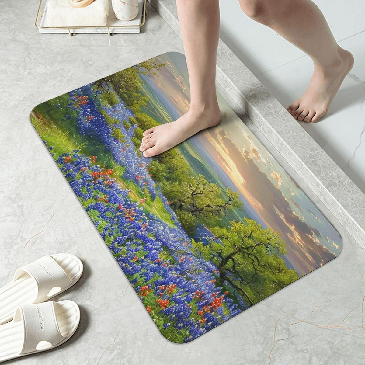 Skull Yoga Printed Rounded Corner Diatomaceous Doormat 31.5x19.7 Inch Bath Mat Rug Non Slip Shower Floor Mat, Absorbent Bathroom Rugs Mat for Anti Slip Shower Mat, Housewarming Gift