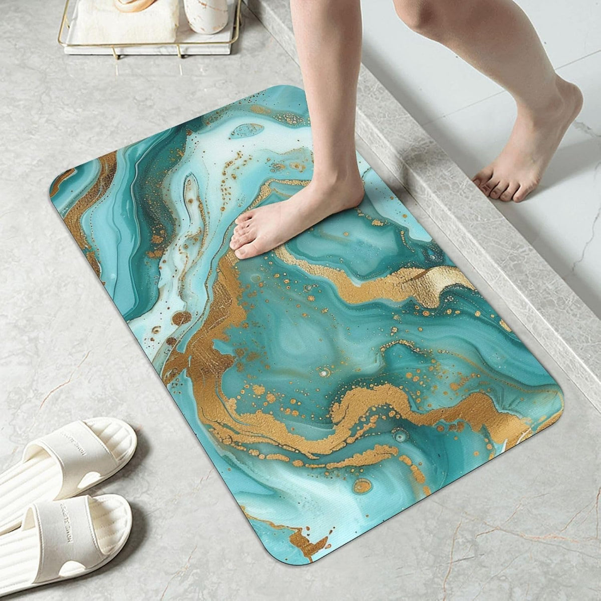 Skull Yoga Printed Rounded Corner Diatomaceous Doormat 31.5x19.7 Inch Bath Mat Rug Non Slip Shower Floor Mat, Absorbent Bathroom Rugs Mat for Anti Slip Shower Mat, Housewarming Gift