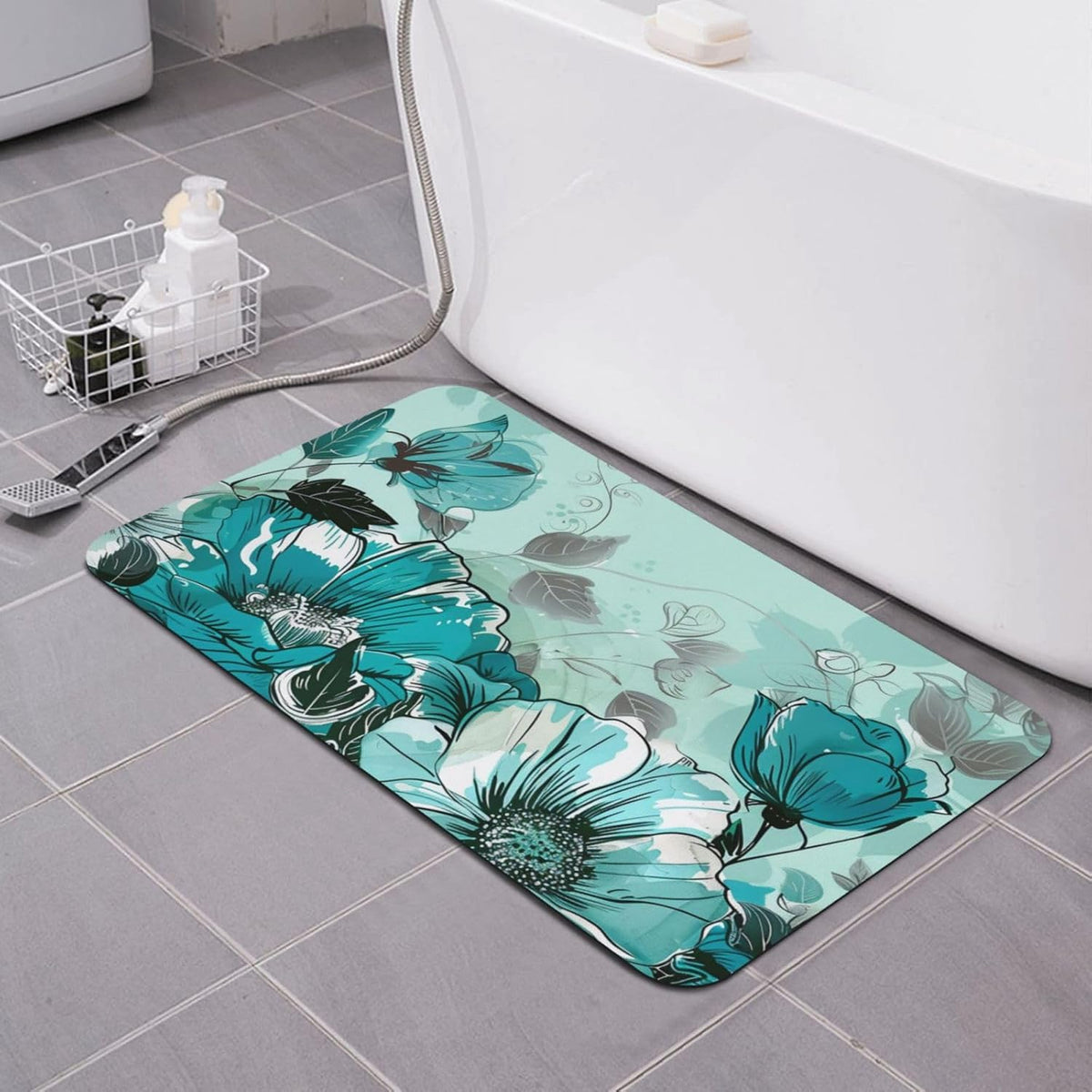 Skull Yoga Printed Rounded Corner Diatomaceous Doormat 31.5x19.7 Inch Bath Mat Rug Non Slip Shower Floor Mat, Absorbent Bathroom Rugs Mat for Anti Slip Shower Mat, Housewarming Gift