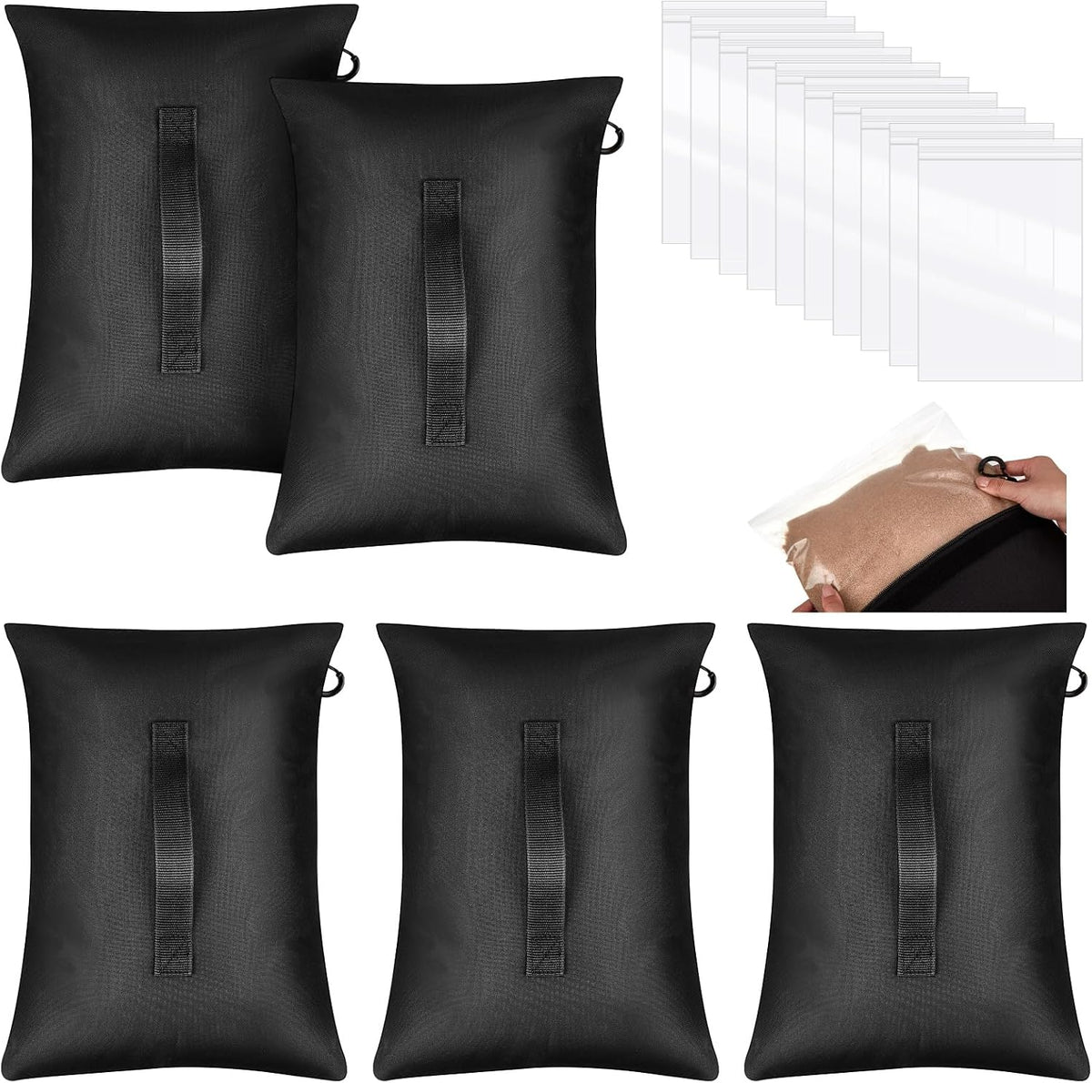 Sports Net Sandbags with PE Leak Proof Transparent Bags Weighted Anchors Bag Sport Sandbags for Stability Baseball Nets Hockey Golf Football Nets Soccer Goals and More(30 Pcs,Black)