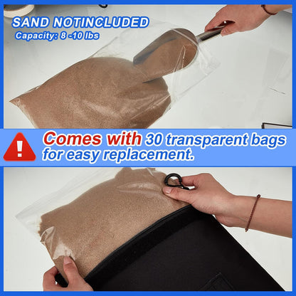 Sports Net Sandbags with PE Leak Proof Transparent Bags Weighted Anchors Bag Sport Sandbags for Stability Baseball Nets Hockey Golf Football Nets Soccer Goals and More(30 Pcs,Black)