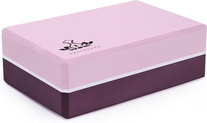 Yoga Blocks 2 Pack with Strap, High Density EVA Foam Yoga Block and Yoga Strap Set to Support and Improve Poses and Flexibility