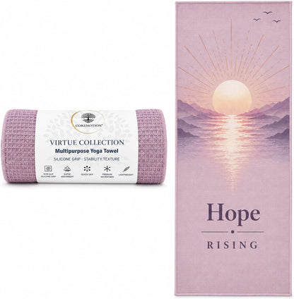 Non-Slip Hot Yoga Mat Towel 24" x 72", Waffle Microfiber, Super Absorbent, Quick-Dry, Silicone Grip Dots for Yoga, Pilates, Bikram, Gym, Travel, (Peace Within)