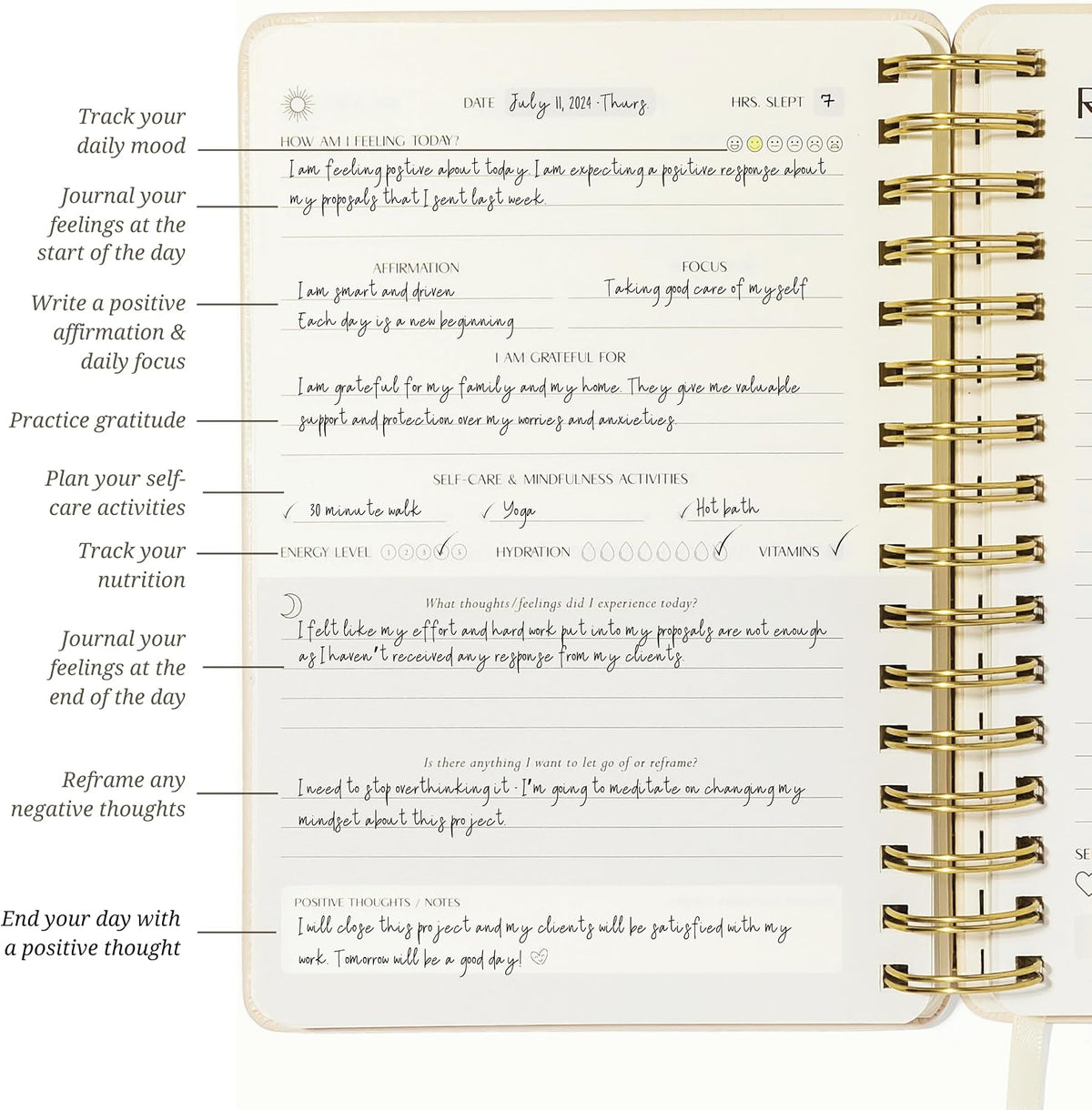 FINDING BALANCE Mental Health Journal – 6-Month Daily Journal with Prompts for Mindfulness, Self-Care & Healing – Anxiety & Depression Relief – Beige Spiral