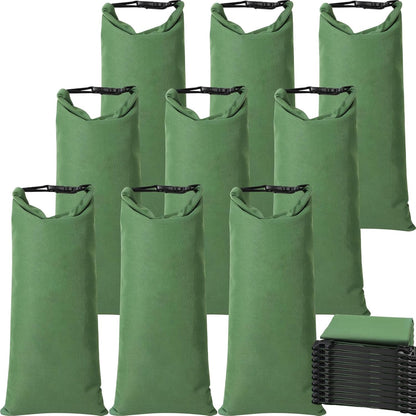 10 Pcs Flood Water Barrier Sand Bags for Weight, 11 x 28" Thickened Long Canvas Flood Protection Sand Bags with Insert Buckle for Home Window Door Basement Garage