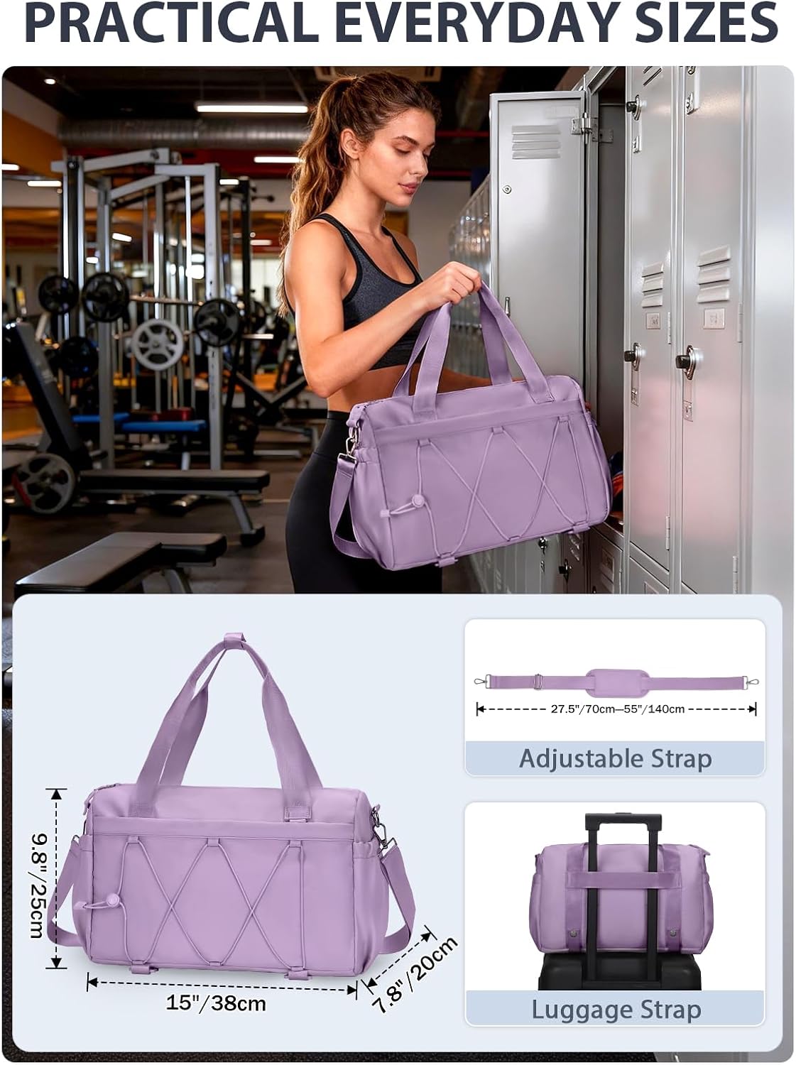 Small Gym Bag for Women with Yoga Mat Holder and Wet Pocket, Green