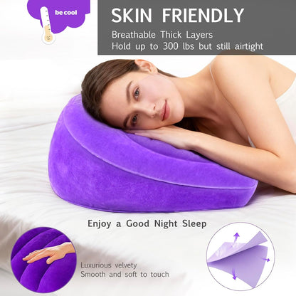 Portable Wedge Pillow for Acid Reflux Relief, Inflatable Wedge Pillow for Traveling, Bed Pillow Wedges for Sleeping Lightweight, Blow Up Book Stand Laptop Pillow for Camping, Back Lumbar Support