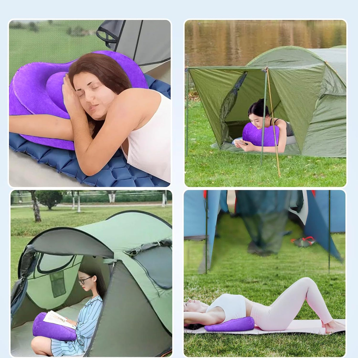Portable Wedge Pillow for Acid Reflux Relief, Inflatable Wedge Pillow for Traveling, Bed Pillow Wedges for Sleeping Lightweight, Blow Up Book Stand Laptop Pillow for Camping, Back Lumbar Support
