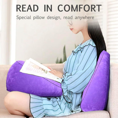 Portable Wedge Pillow for Acid Reflux Relief, Inflatable Wedge Pillow for Traveling, Bed Pillow Wedges for Sleeping Lightweight, Blow Up Book Stand Laptop Pillow for Camping, Back Lumbar Support