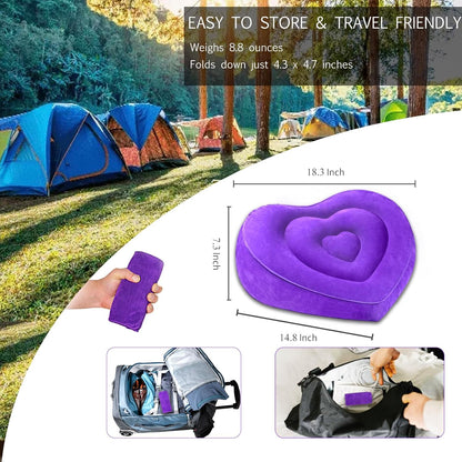 Portable Wedge Pillow for Acid Reflux Relief, Inflatable Wedge Pillow for Traveling, Bed Pillow Wedges for Sleeping Lightweight, Blow Up Book Stand Laptop Pillow for Camping, Back Lumbar Support